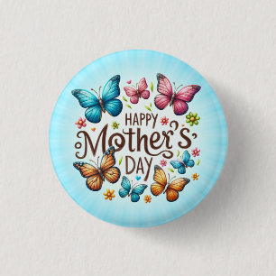 Badge Rond 2,50 Cm Happy Mother's Day Butterflies Clipart-61718 Wham-