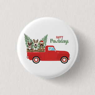 Badge Rond 2,50 Cm Happy Pawlidays Français Bulldogs Camion de ramass