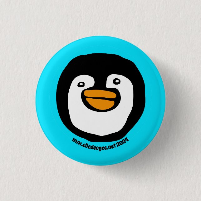 Badge Rond 2,50 Cm Happy Penguin Turquoise (Devant)