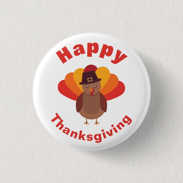Badge Rond 2,50 Cm Happy Thanksgiving (Devant)