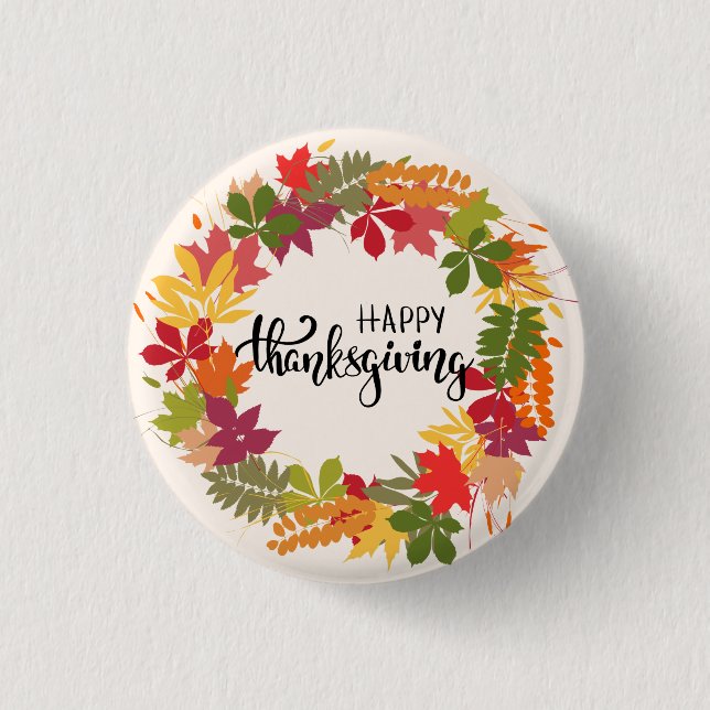 Badge Rond 2,50 Cm Happy Thanksgiving (Devant)