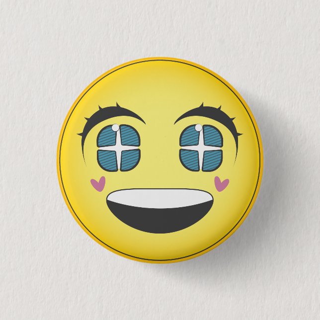 Badge Rond 2,50 Cm Happy visage de anime (Devant)