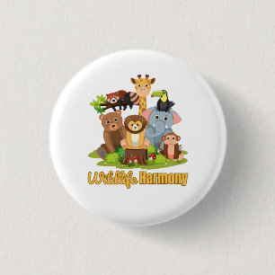 Badge Rond 2,50 Cm Harmonie de la faune pour amateur d'animaux
