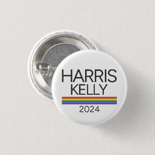 Badge Rond 2,50 Cm Harris Kelly 2024 drapeau de la Fierté arc-en-ciel
