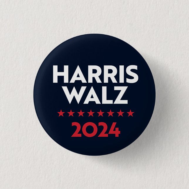 Badge Rond 2,50 Cm Harris Walz 2024 (Devant)