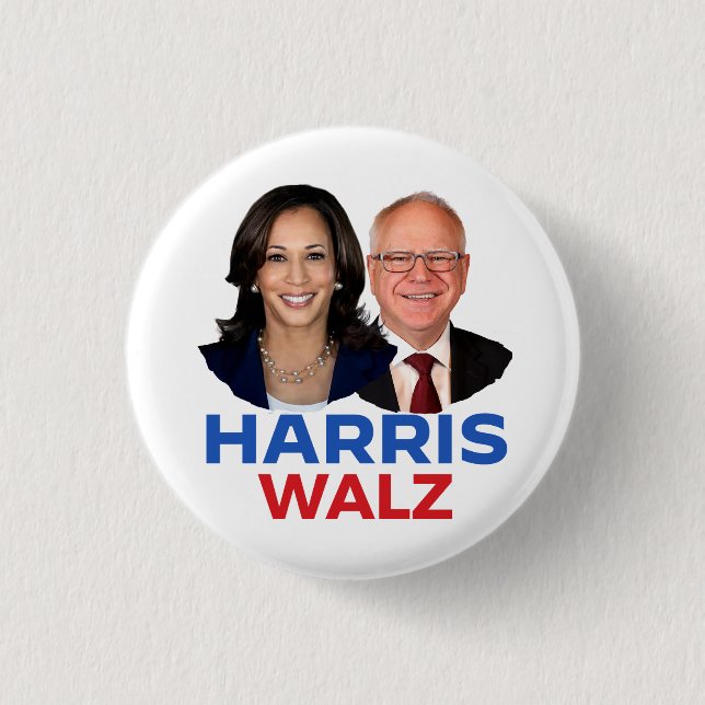 Badge Rond 2,50 Cm Harris Walz 2024 (Devant)