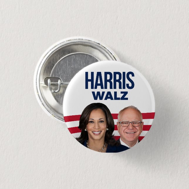 Badge Rond 2,50 Cm Harris Walz 2024 (Devant & derrière)