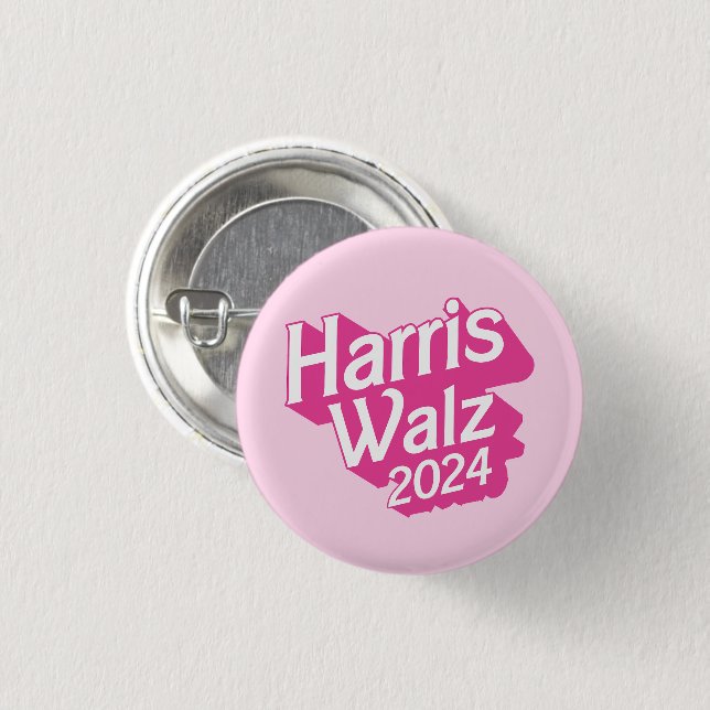 Badge Rond 2,50 Cm Harris Walz 2024 Pink (Devant & derrière)