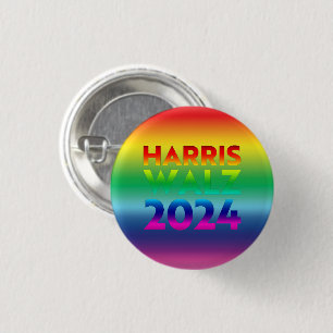 Badge Rond 2,50 Cm Harris Walz 2024 rainbow gradient lgbtq gay pride