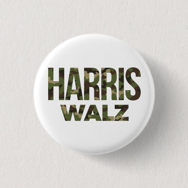 Badge Rond 2,50 Cm Harris Walz Camouflage 2024 (Devant)