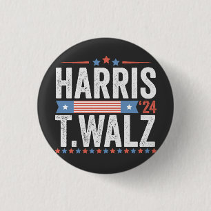 Badge Rond 2,50 Cm Harris Walz Élection 2024 Kamala Tim Waltz