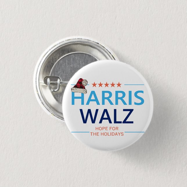 Badge Rond 2,50 Cm Harris Walz Noël espoir pour les fêtes Kamala (Devant & derrière)