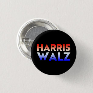 Badge Rond 2,50 Cm Harris Walz rouge noir bleu dégradé typographie