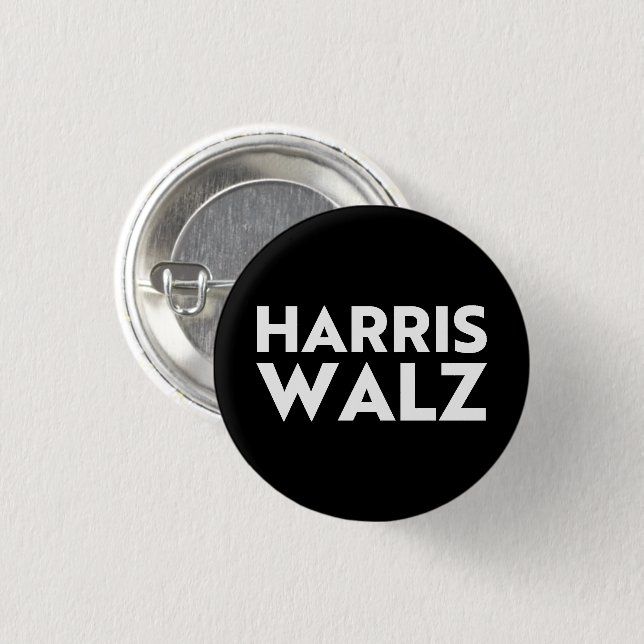 Badge Rond 2,50 Cm Harris Walz typographie moderne et audacieuse blan (Devant & derrière)