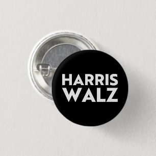 Badge Rond 2,50 Cm Harris Walz typographie moderne et audacieuse blan