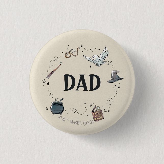 Badge Rond 2,50 Cm Harry Potter premier anniversaire papa (Devant)