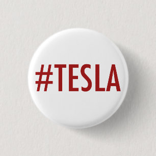 Badge Rond 2,50 Cm Hashtag # bouton/goupille de TESLA