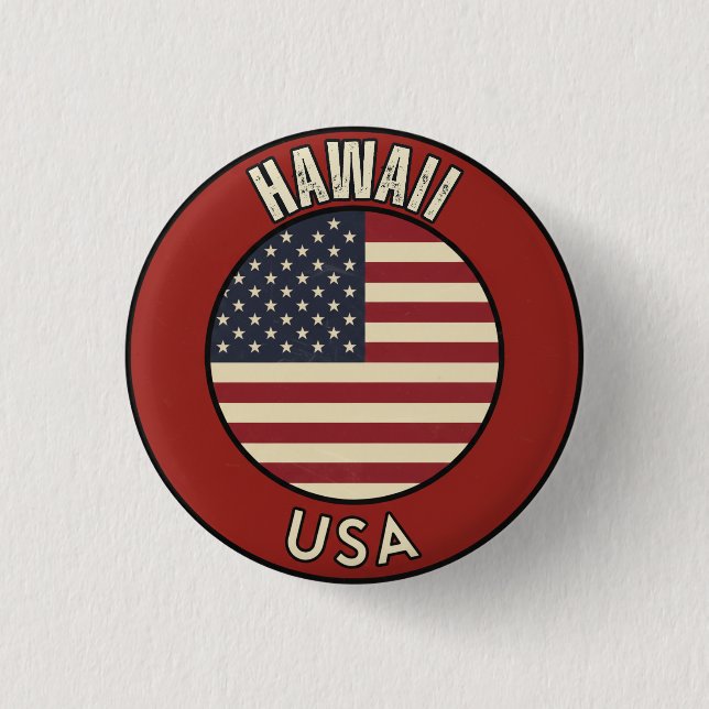 Badge Rond 2,50 Cm Hawaii États-Unis d'Amérique (Devant)