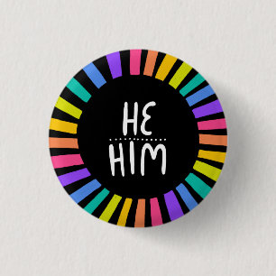 Badge Rond 2,50 Cm HE / HIM Pronounounounes Rainbow Handlettered Prid