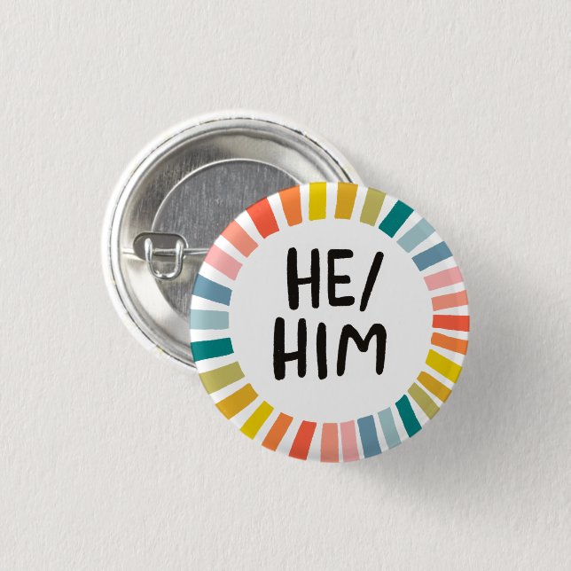 Badge Rond 2,50 Cm HE/HIM Pronounounounounounounours arc-en-ciel cerc (Devant & derrière)