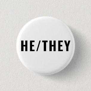 Badge Rond 2,50 Cm He They Gender Pronounounounounounounours noir et 