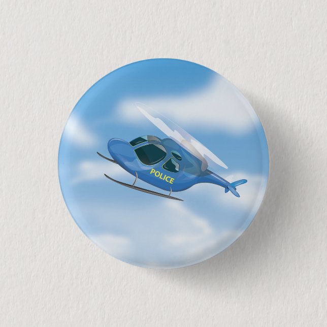 Badge Rond 2,50 Cm Hélicoptère de police (Devant)