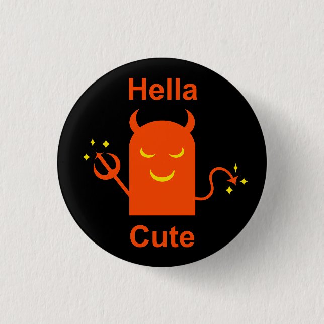 Badge Rond 2,50 Cm Hella Cute Funny Halloween démon diable (Devant)