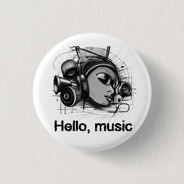 Badge Rond 2,50 Cm hello music (Devant)
