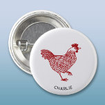 Badge Rond 2,50 Cm Hen Chicken Personnalisé<br><div class="desc">Une poule rouge pour les amateurs de volaille. Modifiez le nom ou le texte à personnaliser. Art original de Nic Squirrell.</div>