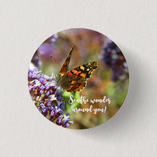Badge Rond 2,50 Cm Hermosa Mariposa polinizando flores