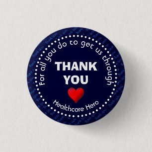 Badge Rond 2,50 Cm Héros de soins de santé Merci personnalisable MARI