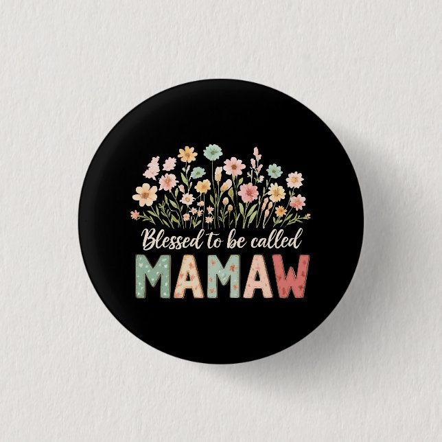Badge Rond 2,50 Cm Heureuse d'être appelée Mamaw (Devant)