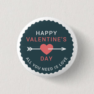 Badge Rond 2,50 Cm Heureuse Sainte-Valentin du coeur