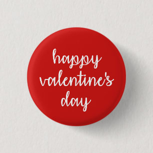 Badge Rond 2,50 Cm Heureuse Sainte-Valentin rouge et blanc