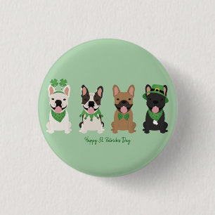 Badge Rond 2,50 Cm Heureux Bulldogs français en Jour de la Saint Patr