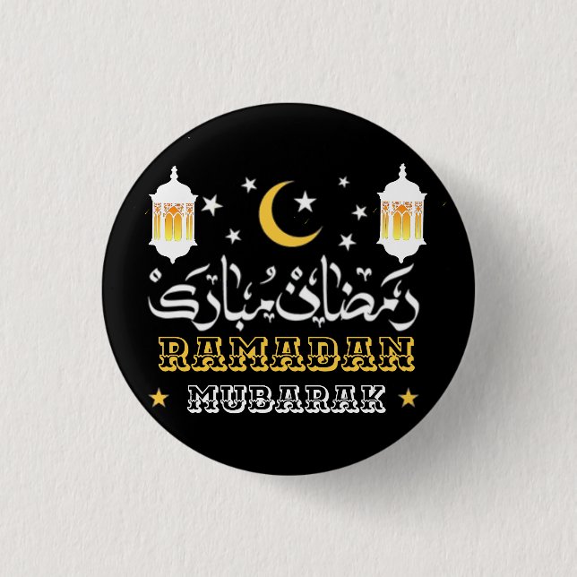 BADGE ROND 2,50 CM HEUREUX RAMADAN MUBARAK KAREEM 2024 (Devant)