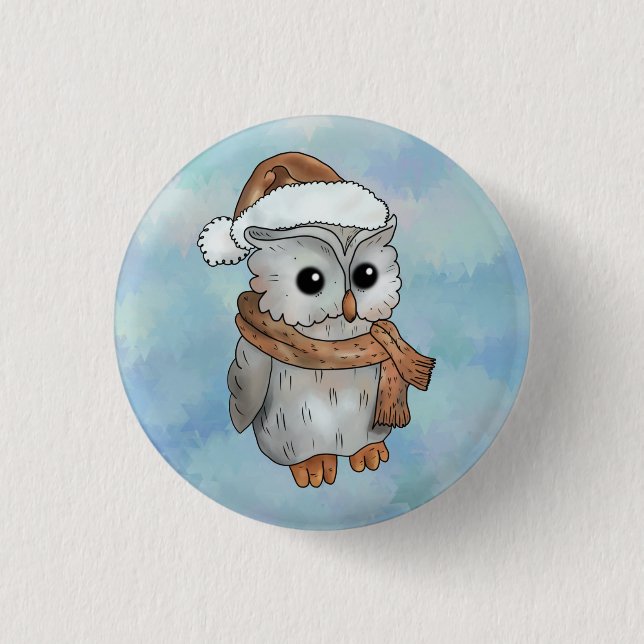 Badge Rond 2,50 Cm Hibou (Devant)