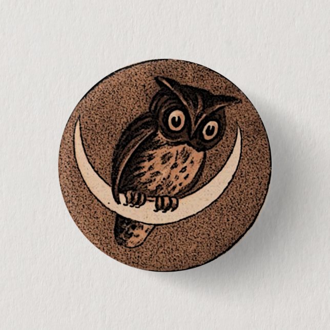 Badge Rond 2,50 Cm Hibou (Devant)