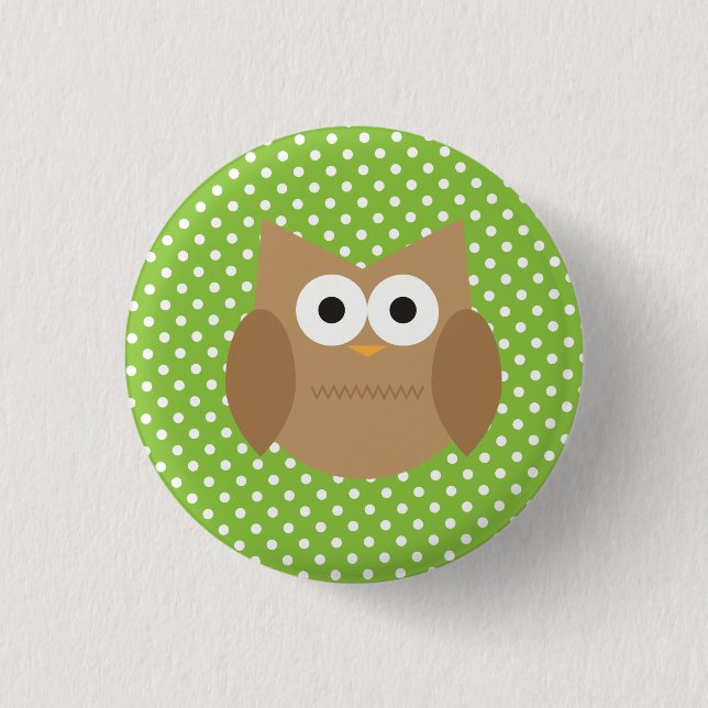 Badge Rond 2,50 Cm Hibou (Devant)