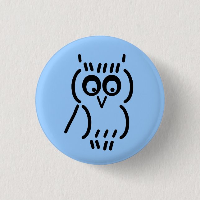 Badge Rond 2,50 Cm Hibou ASCII (Devant)