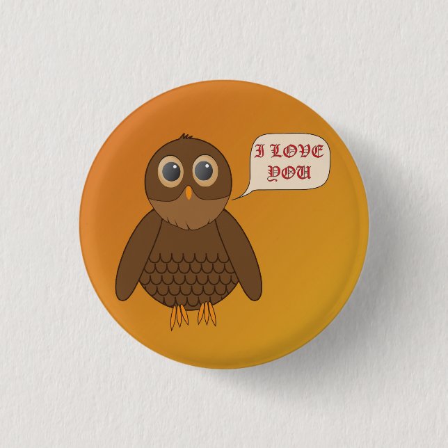Badge Rond 2,50 Cm Hibou d'amour (Devant)