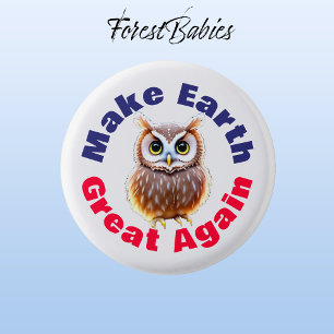Badge Rond 2,50 Cm Hibou, Rendre la Terre grande, De l'environnement