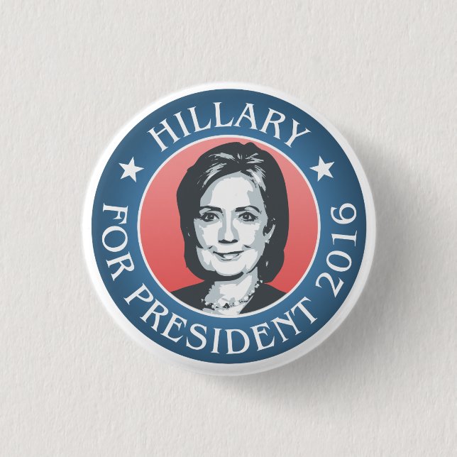 Badge Rond 2,50 Cm Hillary Clinton pour le président 2016 (Devant)