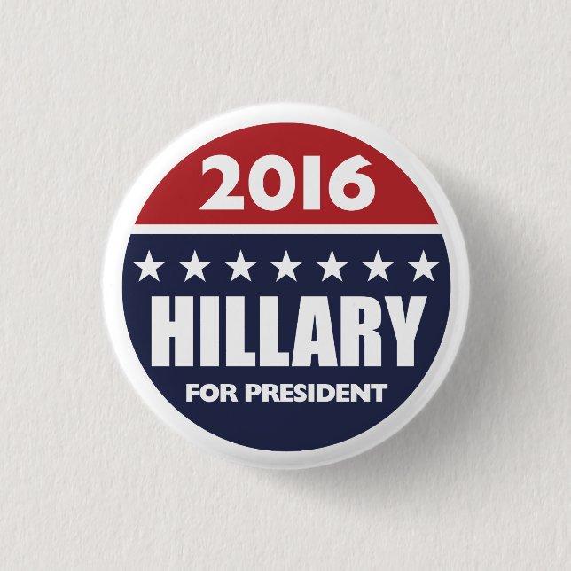 Badge Rond 2,50 Cm Hillary Clinton pour le président 2016 (Devant)