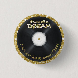 Badge Rond 2,50 Cm Hip hop record des années 90 White & Gold Parties