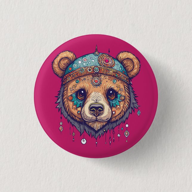 Badge Rond 2,50 Cm Hippie Bear I (Devant)