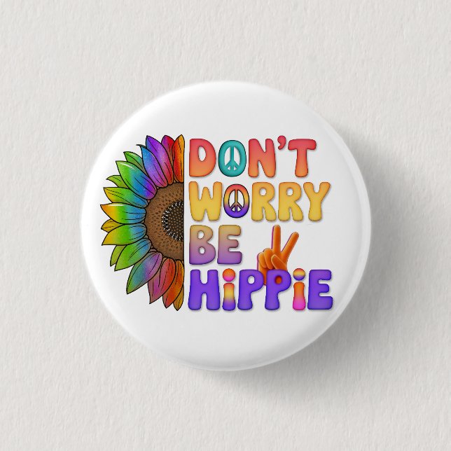 Badge Rond 2,50 Cm Hippie de paix personnalisée Sloth (Devant)