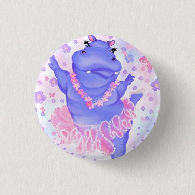 Badge Rond 2,50 Cm Hippo Prima Ballerina - Bonne danseuse (Devant)