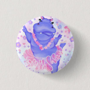 Badge Rond 2,50 Cm Hippo Prima Ballerina - Bonne danseuse
