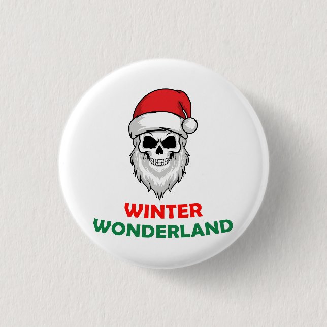 Badge Rond 2,50 Cm Hiver merveilleux Père Noël Skull (Devant)